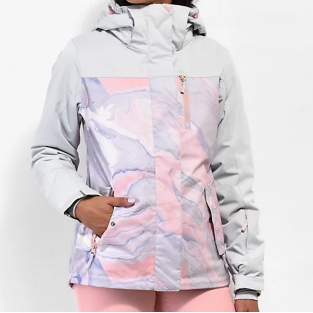 Roxy Jetty Colorblock Pink & Grey 10K Snowboard Jacket. Item 110